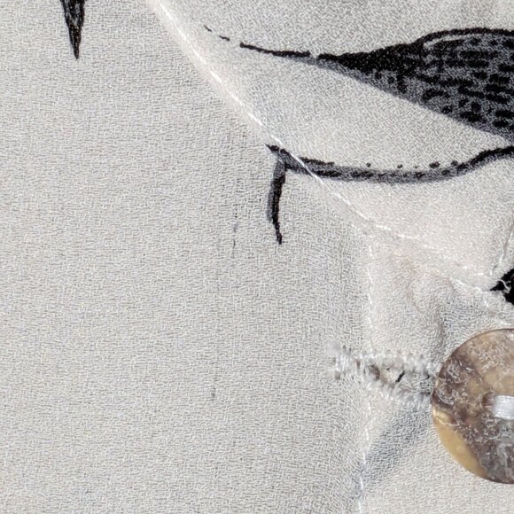 Citron Santa Monica Silk Blouse Top Butterfly Floral PXS Button Up Art to Wear - Picture 9 of 9